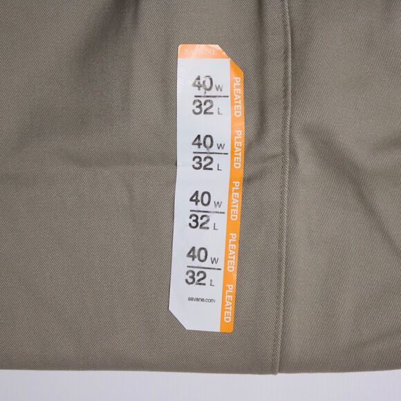 NWT Savane Pleated Performance Chino Elastic Comfort Waist Khaki Beige Men 40x32 - Picture 7 of 10